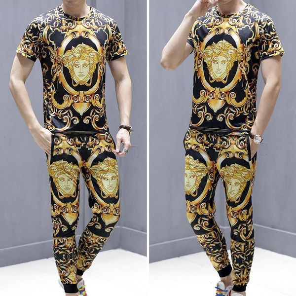 

New men ca ual uit 2019 ummer fa hion medu a ca ual hort leeve with hort long pant plu ize men track uit ize  5xl, Gray