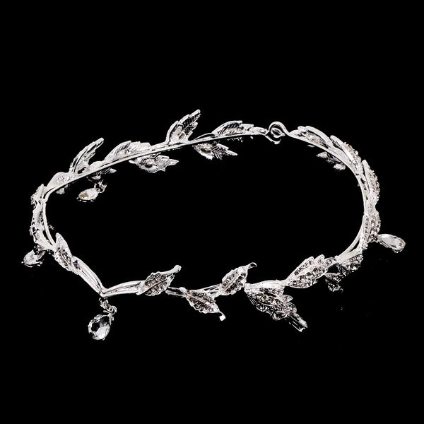 

wedding bridal crystal tiara leaves waterdrop crown headband hairband accessory hair jewellery, Silver