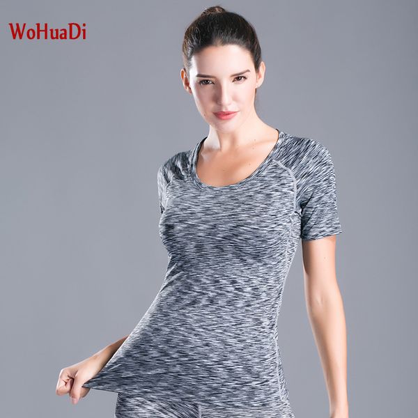 

wohuadi short sleeve running yoga t-shirt women yoga clothes quick-drying fitness sportswear women's shirts sportswear, White;red