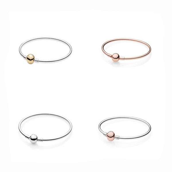 

4 type fashion women bracelets & bangles signature round clasp diy 925 sterling silver bracelets for women charms jewelry making, Golden;silver