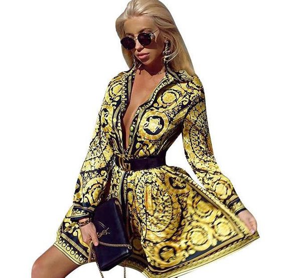 

элегантные женские дизайнерские v образным вырезом старинные блузки платье лето свободные печатные рубашки с длинным рукавом дамы партии ули, White