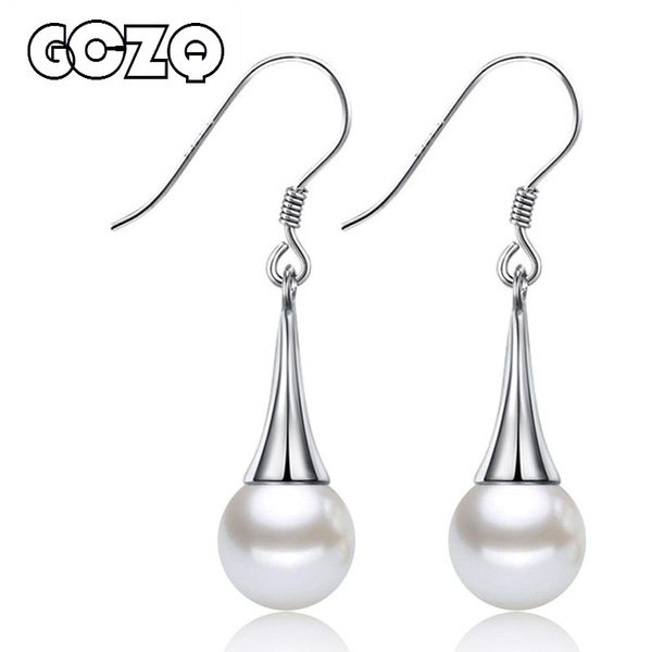 

gczq 925 sterling silver real natural freshwater pearl drop earrings stud earrings for women elegant fashion gifts, Golden;silver