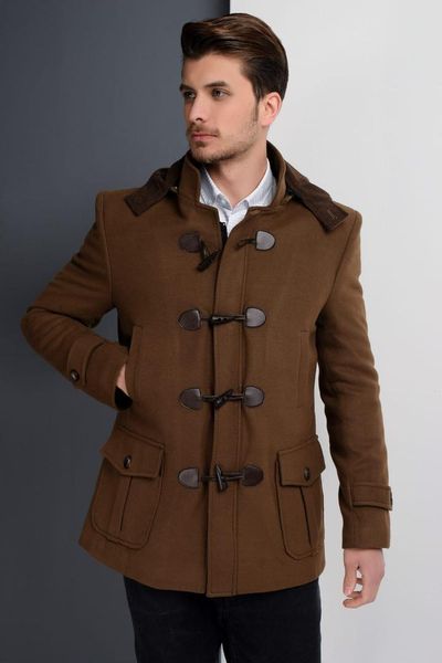 

dewberry male camel overcoat-1020001p8379, Black;brown