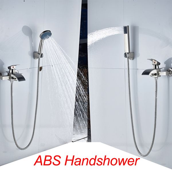 

vidric bathtub shower faucet waterfall faucet single handle mixer tap brushed nickel abs handshower bath & shower faucets free
