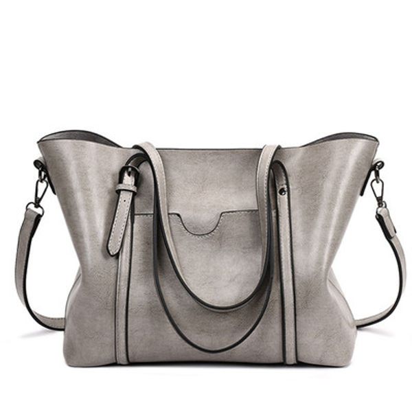 

european and american women's bags large-capacity 2019 new handbags oil leather women's bags explosion models shoulder messenger b, Blue;gray