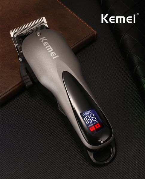 

kemei electric clipper km-1929 lcd жидкокристаллический дисплей high power pure copper motor литиевая батарея регулируемая режущая головка c