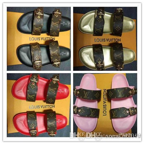 

With box branded women print letter patent canva kyoto outdoor lide andal fa hion girl leather out ole flat lipper