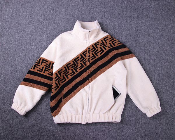 

ff letter womens winter designer fanux fur long sleeve zipper thick lapel neck female clothing fashion casual apparel, Black