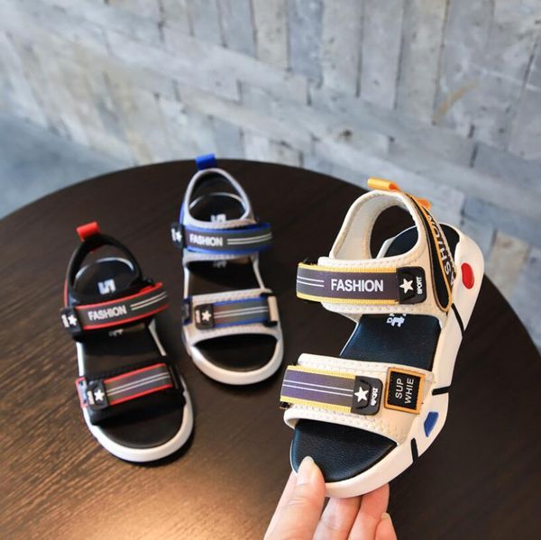 

kids shoes girls casual children kids leather shoes baby boys open toe summer beach sandals flat breathable beach slip-on shoes t200427, Black;red