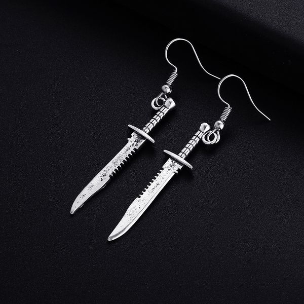 

trendy vintage knife shape dangle earrings for women girl retro drop earrings cute small object earring jewelry bijoux, Silver