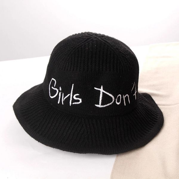 

new bucket hats 2019 autumn winter embroidery smile letter pattern cap knit fishermen caps fashion couple hat