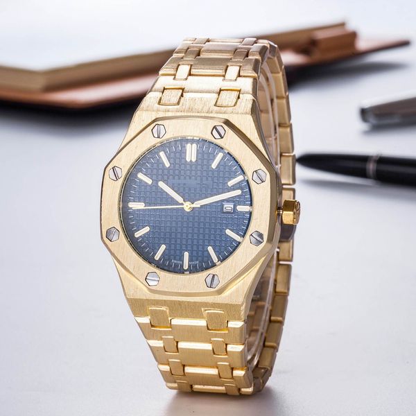 

2020 promotifashion mens luxury watch teel offshore quartz movement blue dial mens designer luxury watch royal oak clock lu, Slivery;brown