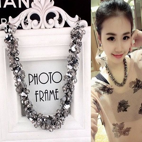 

the new 2018 crystal necklace female jewelry necklace clavicle short chain with restoring ancient ways, Silver