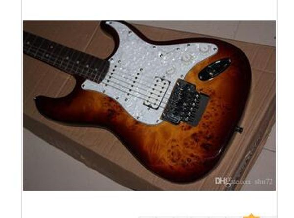 

china custom guitar burl pattern natural satinwood body electric guitar floyd rose tremolo electric guitar