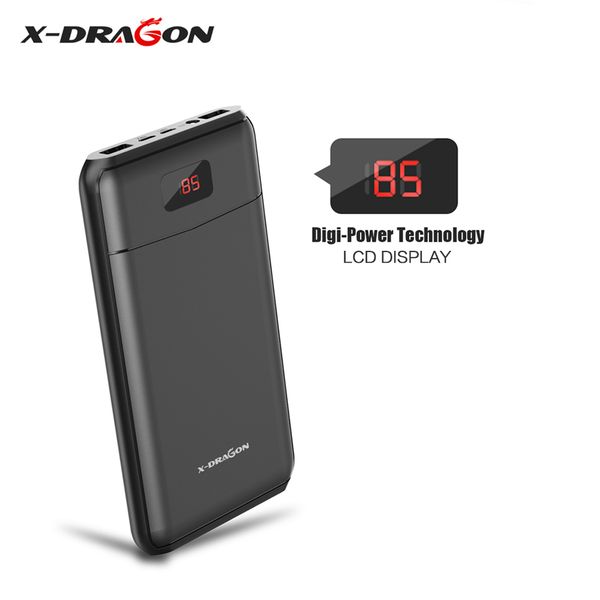 

x-dragon power bank backup phone external battery 13000mah powerbank with led lights lcd display for apple android smartphones.