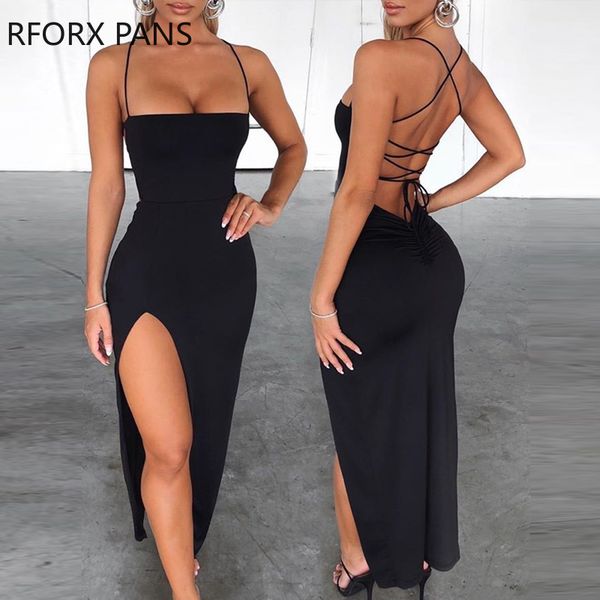 

spaghetti strap bandage slit dress party dress bodycon, Black;gray