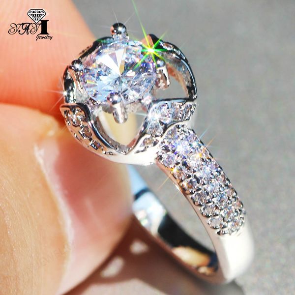 

yayi jewelry fashion princess cut 6.5ct white zircon silver color engagement rings wedding lover rings party 1185, Slivery;golden