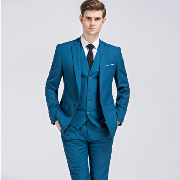 

uit men three-piece set business slim fit business formal wear men's suit man groom marriage formal dress, White;black