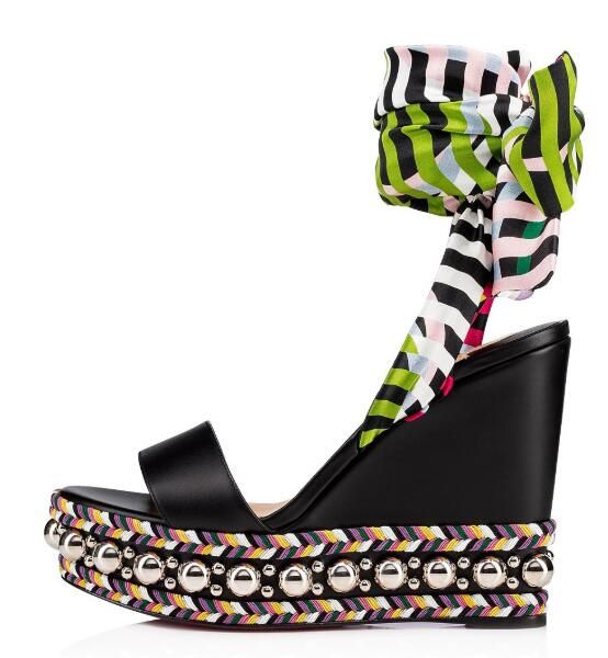 

популярные летние леди женщины красное дно клин сандалии сексуальные женские насосы роскошный дизайнер высокие каблуки свадьба бесплатная до, Black