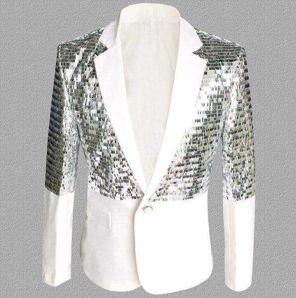 

sequins blazer men suits designs jacket mens stage costumes singers clothes dance star style dress punk rock masculino homme, White;black