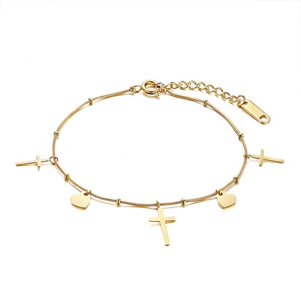 

gold color fashion simple lady's bangle stainless steel heart cross bracelet watchband jewelry gift for women girls j558, Black