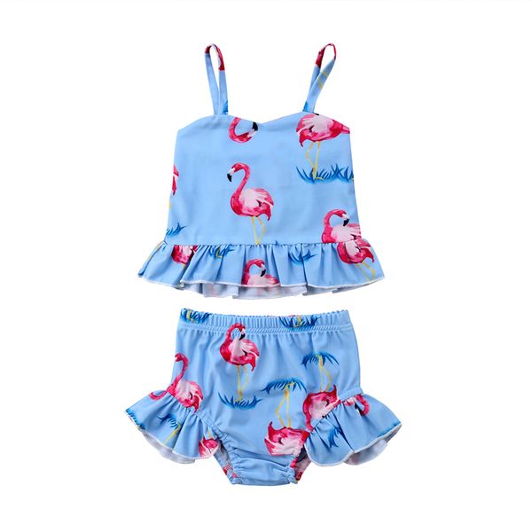 

kids girls flamingo bikinis summer children girls ruffles swimwear swimsuit bathing suit beachwear swimming suit maillot de bain