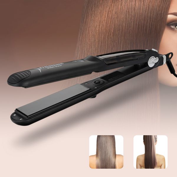 

professional steam hair straightener fast styler painting 450f ionic ceramic electric hair straightener care styling tools, Black