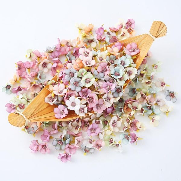 

100pcs 2cm multicolor daisy flower heads mini silk artificial flowers for wreath scrapbooking home wedding decoration