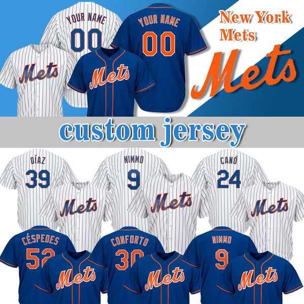 

Custom Mets New York jersey 48 Jacob deGrom 30 Michael Conforto 24 Robinson Cano 9 Brandon Nimmo 52 Yoenis Cespedes Baseball Jerseys