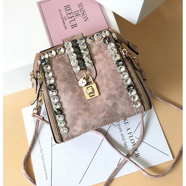 

rhinestone ladies messenger bag wild mini bucket bagfashion girl crossbody bags new women shoulder bag bolso mujer