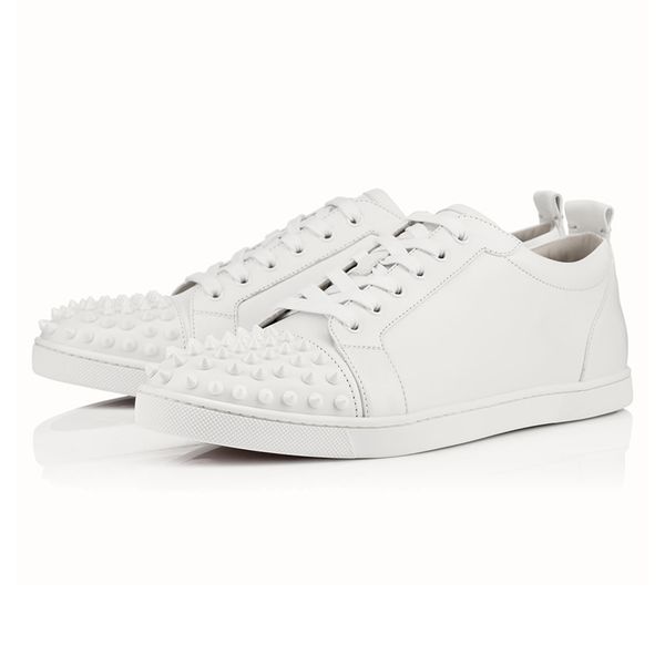 

2019 designer fashion red bottoms studded spikes flats shoes for men women black party lovers genuine leather casual sneakers t05