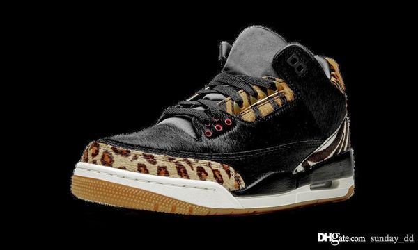 

release air authentic 3 se animal black men basketball shoes dark mocha-rope-multi-color retro sports sneakers ck4344-002 with box