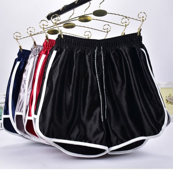 

летние шорты женщин вскользь короткие шорты тренировки waistband silk plus размер short mujer s ~ 5xl, White;black
