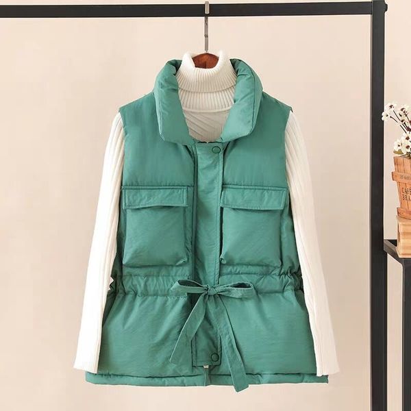 

mumuzi winter vest chalecos para mujer winter jacket women long vest new korean stand-up collar cotton women gilet femme, Black;white