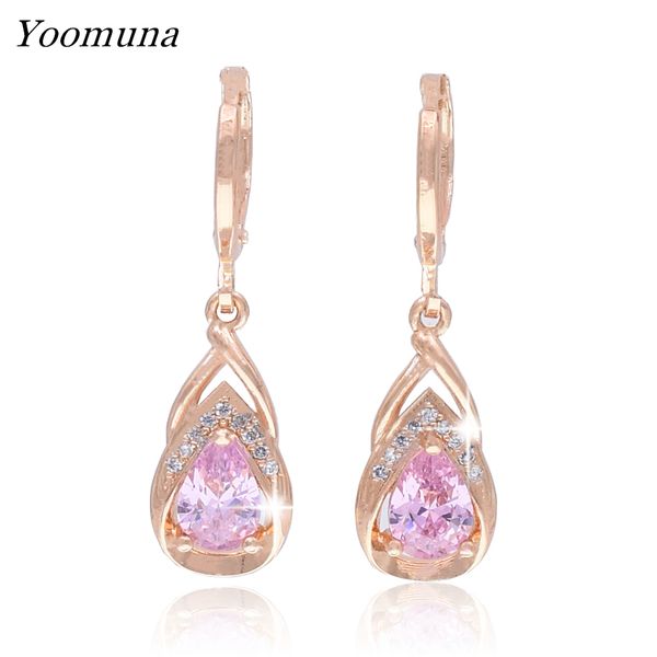 

hotsale кубический цирконий мотаться серьги для женщин розовое золото падение длинные серьги кристалл серьги для свадьбы партии ювелирных из, Golden