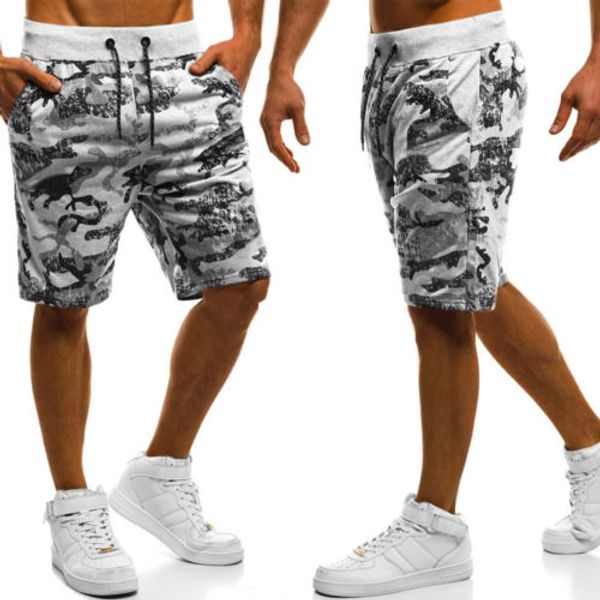 

men casual short cotton fitness wear shorts camouflage stylish, White;black