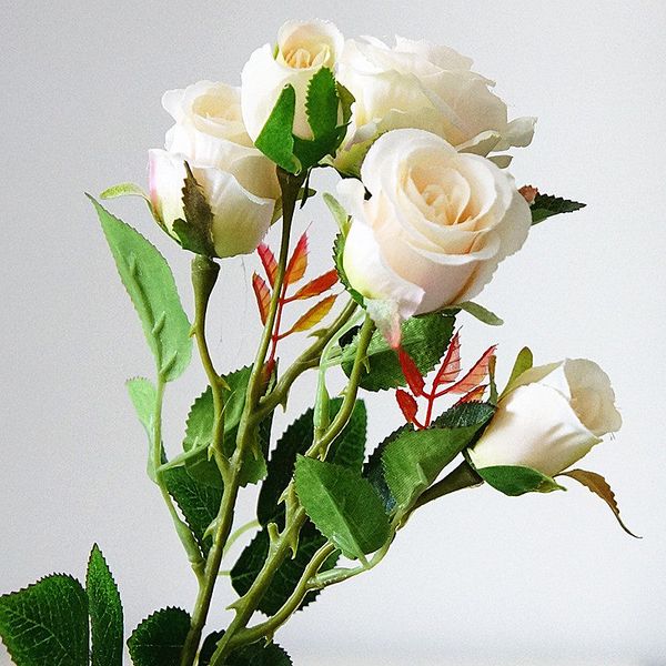 

7pcs/lot small rose branch artificial flowers for christmas home garden decor wedding decoration white silk rose artificielle