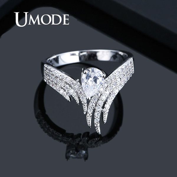 

umode hands finger rings for women waterdrop cubic zirconia rings girls wedding engagement fashion jewelry gifts ur0581, Golden;silver