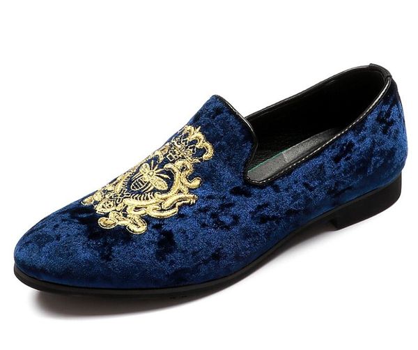 

2018 new arrival men's velvet loafers party wedding shoes europe style gold bees velvet slippers driving moccasins for men bmm246, Black