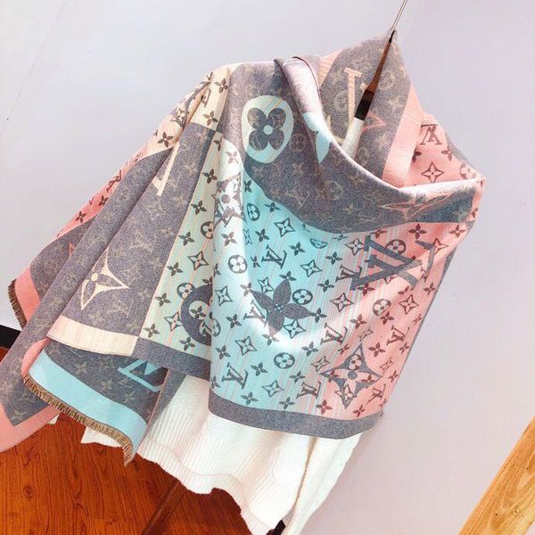 

2019 europe and the united states super quality scarves for women scarf winter brands rectangle louis vuitton scarf woman he, Blue;gray