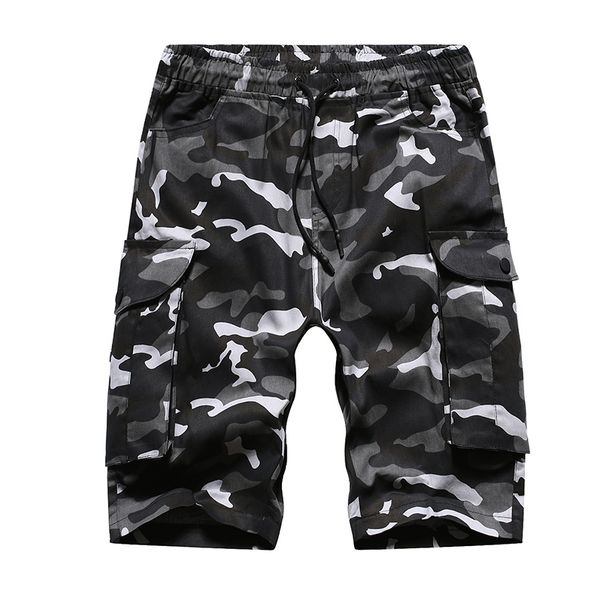 

2020 summer new men's fashion camouflage tooling shorts tether belt casual five, White;black