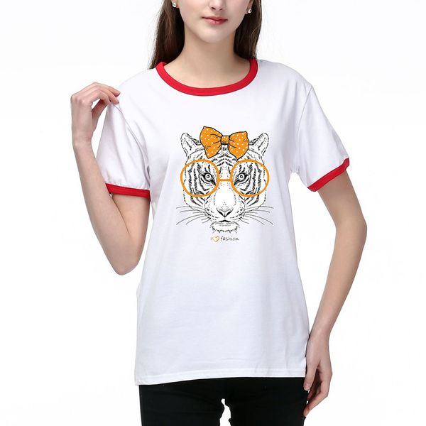 

women's t-shirts 2020 new arrival womens fashion tiger head print short sleeves t-shirt casual women breathable tee 2 color s-2xl, White