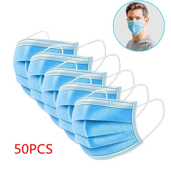 

В наличии одноразовая маска для лица 3 слоя Earloop пыли рот маски 3Ply нетканые одноразовые мягкие дышащие Антипылевые защитные маски HHA1188