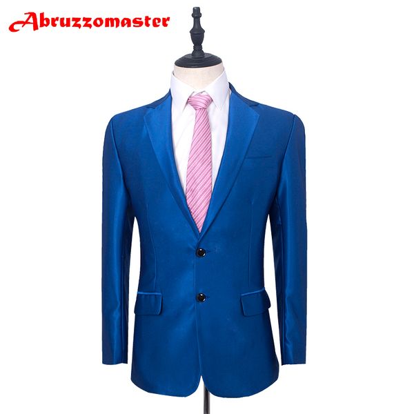 

abruzzomaster shiny man suits blue wedding suit performance suits 2 pieces stain groom tuxedos tailor suit, White;black