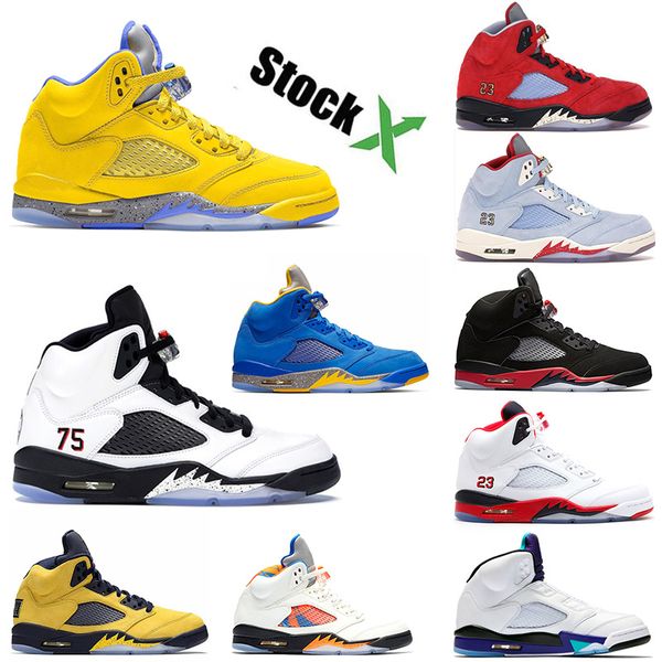 

jumpman youth boys favorite basketball shoes 5 5s laney yellow island green fashion luxury designer sneakers for men size 7-13