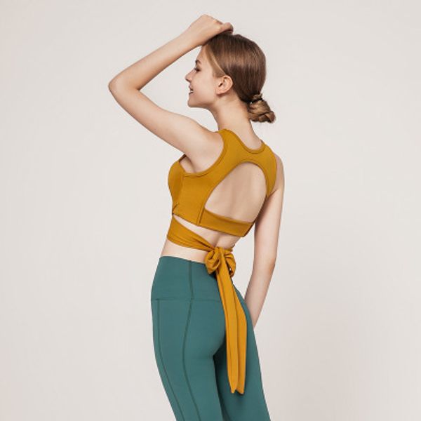 

dressing2020 sports yoga 7/8 gym leggings tie back bandage sports bra 2 piece sports wear for women training suit sportswear