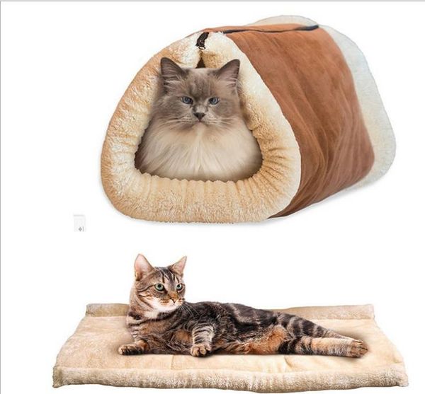 

kitty shack 2 in 1 tunnel bed mat cat mat snuggly dog cat puppy warm sleeping bag pet accessories