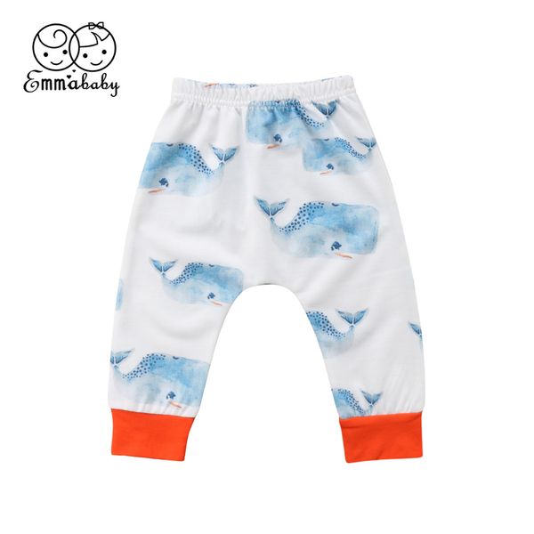 

2018 new toddlers baby boy pants kids harem pants casual children whale prited kids cotton pant boys & girls trousers for 0-3t, Blue