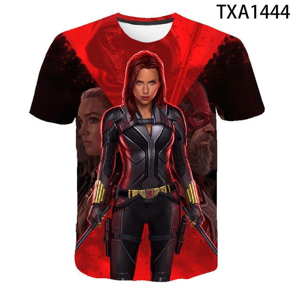 

2020 summer new men's and women's 3d printed marvel 4 black widow fashion casual tees male children cool style, White;black
