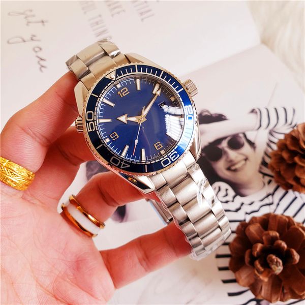 

mens luxury watch master solid stainless steel mens designers watches automatic movement mechnical blue dial clock wholesale, Slivery;brown